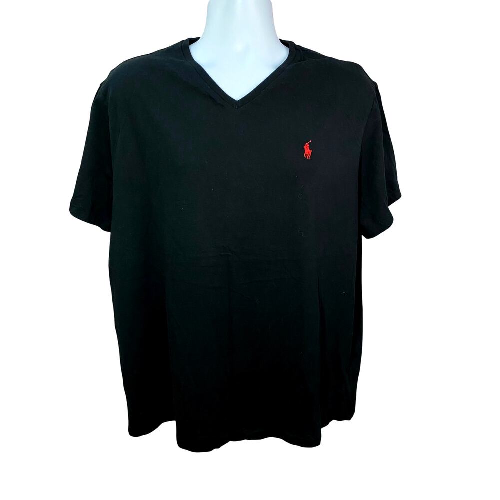 POLO RALPH LAUREN Black V-Neck Shirt — XL Red Pony